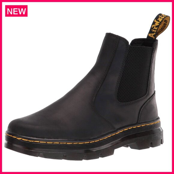 Unisex Leather Chelsea Boots Ankle Pull-On Work Casual